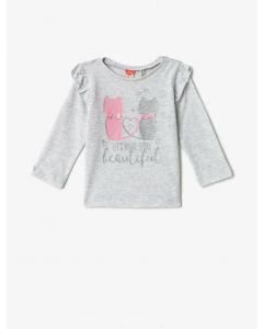 T-shirt à volants imprimé à manches longues LIGHT-GREY 3-6