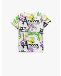  T-SHIRT MC BEYAZ DESENLI 910