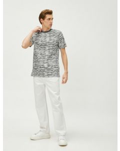  T-SHIRT MC BEYAZ DESENLI XL