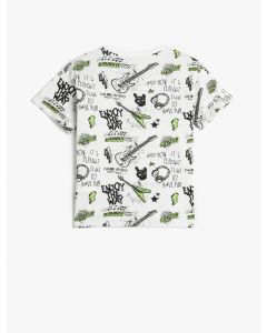T-SHIRT MC BEYAZ DESENLI 7-8