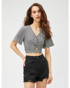  BLOUSE MC WHITE-BLACK CHECK 34