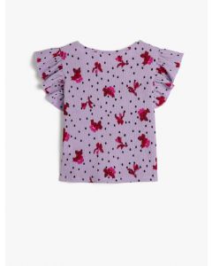  T-SHIRT MC LILA DESENLI 910